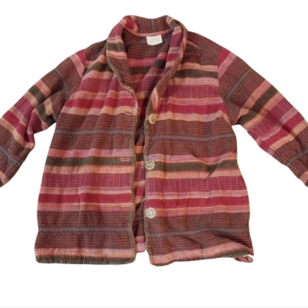 Cedar Canyon Vintage Striped Colorful Cardigan Sweater 90s 1990s Boho Grunge Vtg